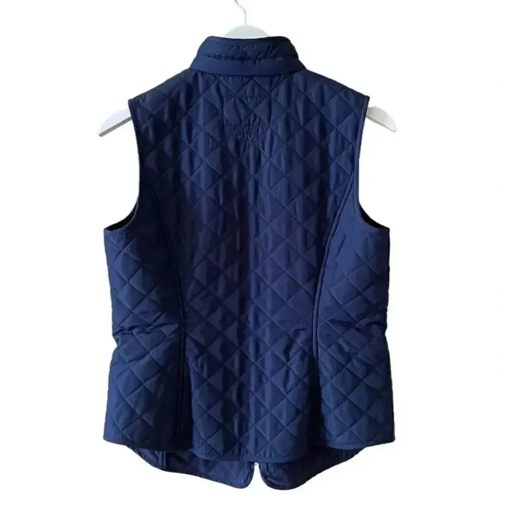 Van Heusen Navy Quilted Cozy Sleeveless Vest Full Zip Polyester SZ SP